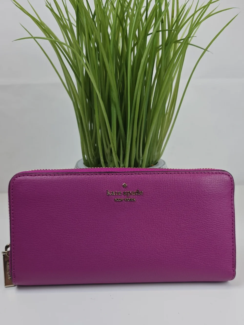 kate spade Pink magenta Fushia zip-around leather wallet